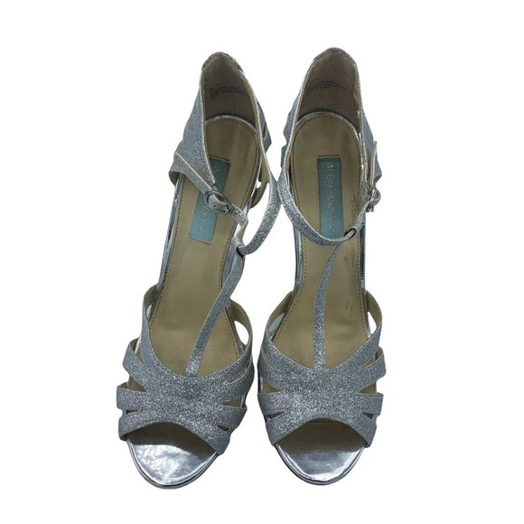 Betsey Johnson Size 8.5 Silver Sparkly High Heels - Picture 7 of 10
